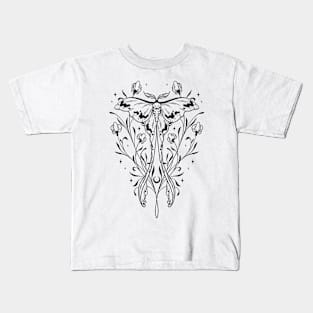 Floral & Luna Moth Kids T-Shirt